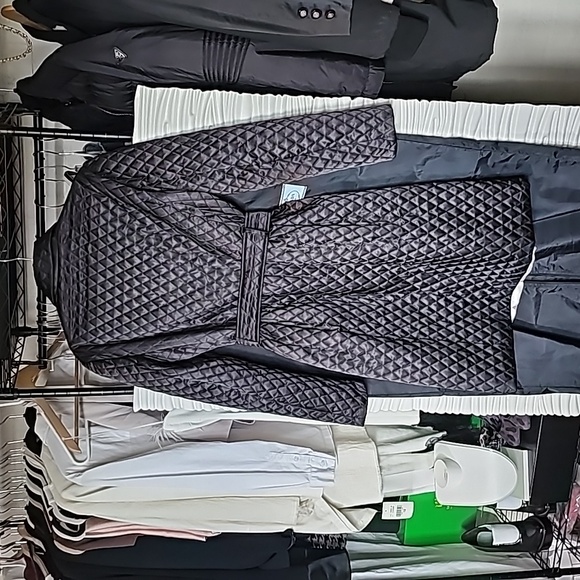 PRADA Black Diamond Quilted Trench Coat with triangle logo AUTHENTIC - Picture 13 of 17